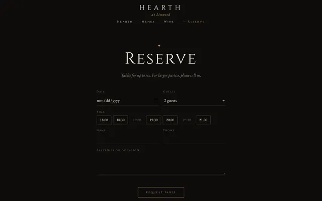 Hearth at Linwood sample design, screenshot 3