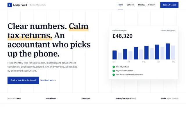 Ledgerwell Accountants sample design, screenshot 1