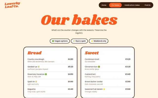 Lowerby Loaf Co. sample design, screenshot 2