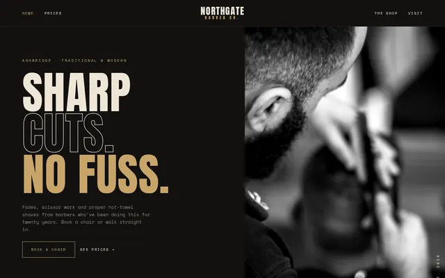 Northgate Barber Co. sample design, home page