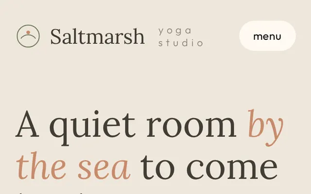 Saltmarsh Yoga Studio sample design, screenshot 4
